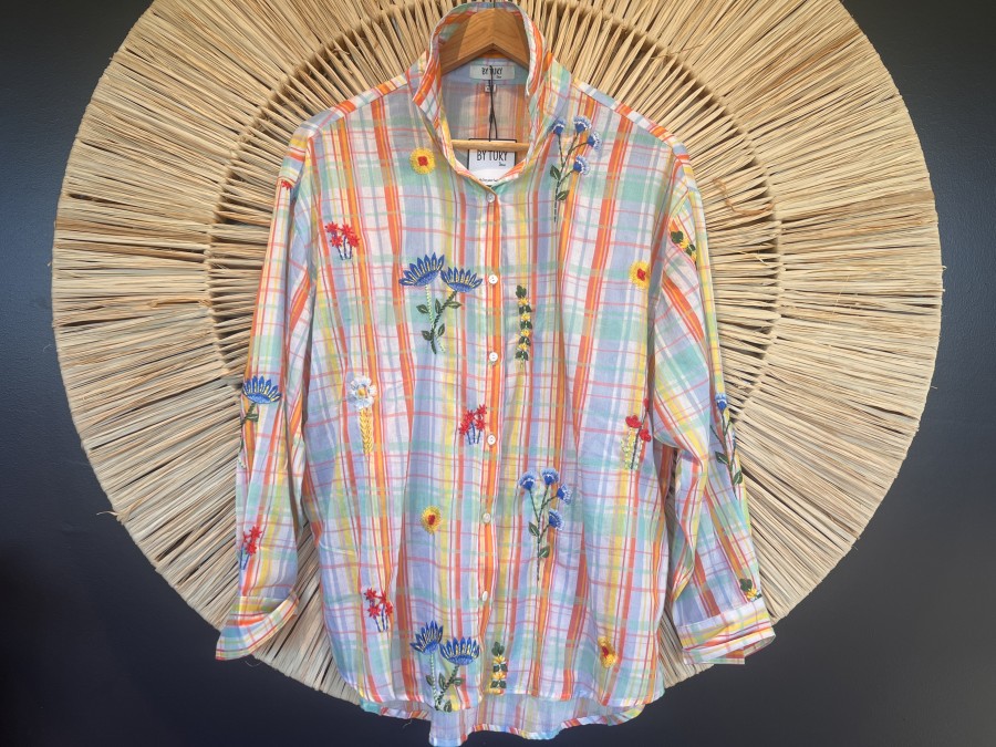 Camisa cuadros bordada